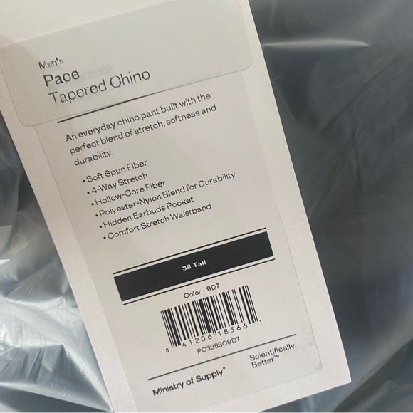 Ministry of Supply Olive Green Pace Tapered Chino Pants Sz 38 Tall NWT - Picture 12 of 15